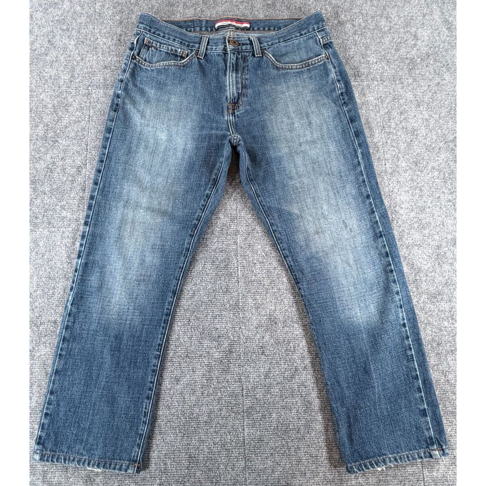 Tommy Hilfiger Mens Straight Fit Jeans Size 31x30 Medium Wash Denim Blue